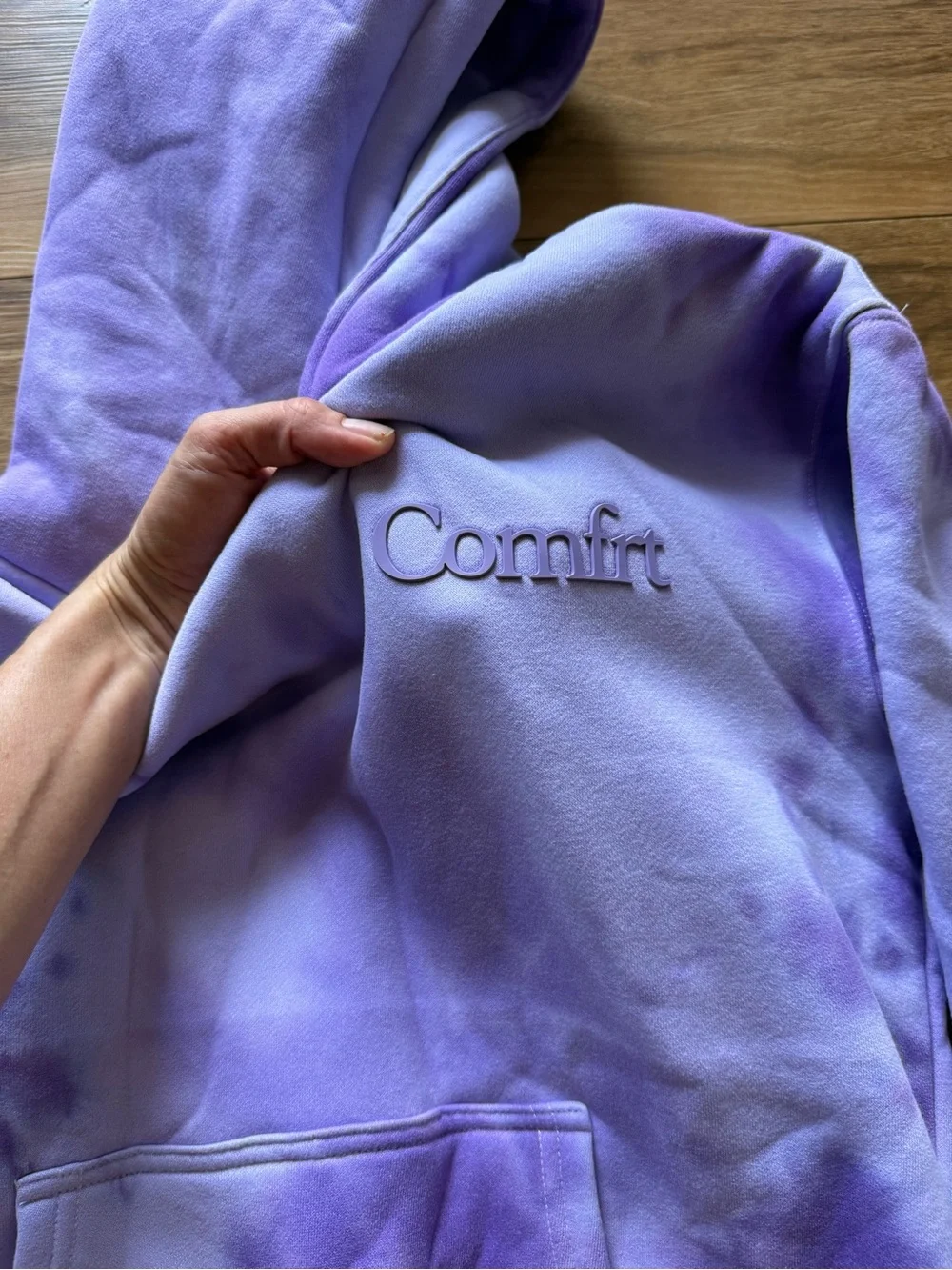 Comfrt Kids Hoodie Purple Tie Dye Size Large Heavyweight Fleece Pullover